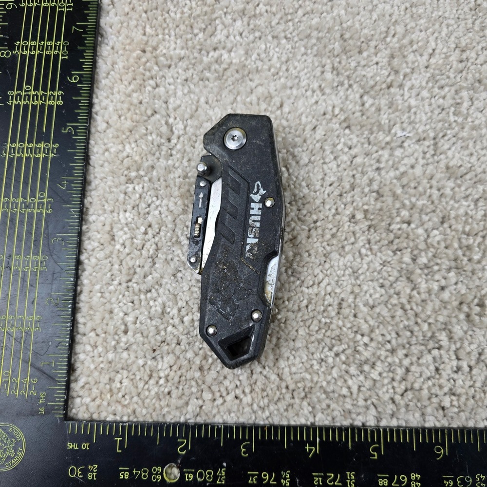 Husky Utility Knife Black Folding Quick Change Pocket Clip Lock Back Heavy Duty